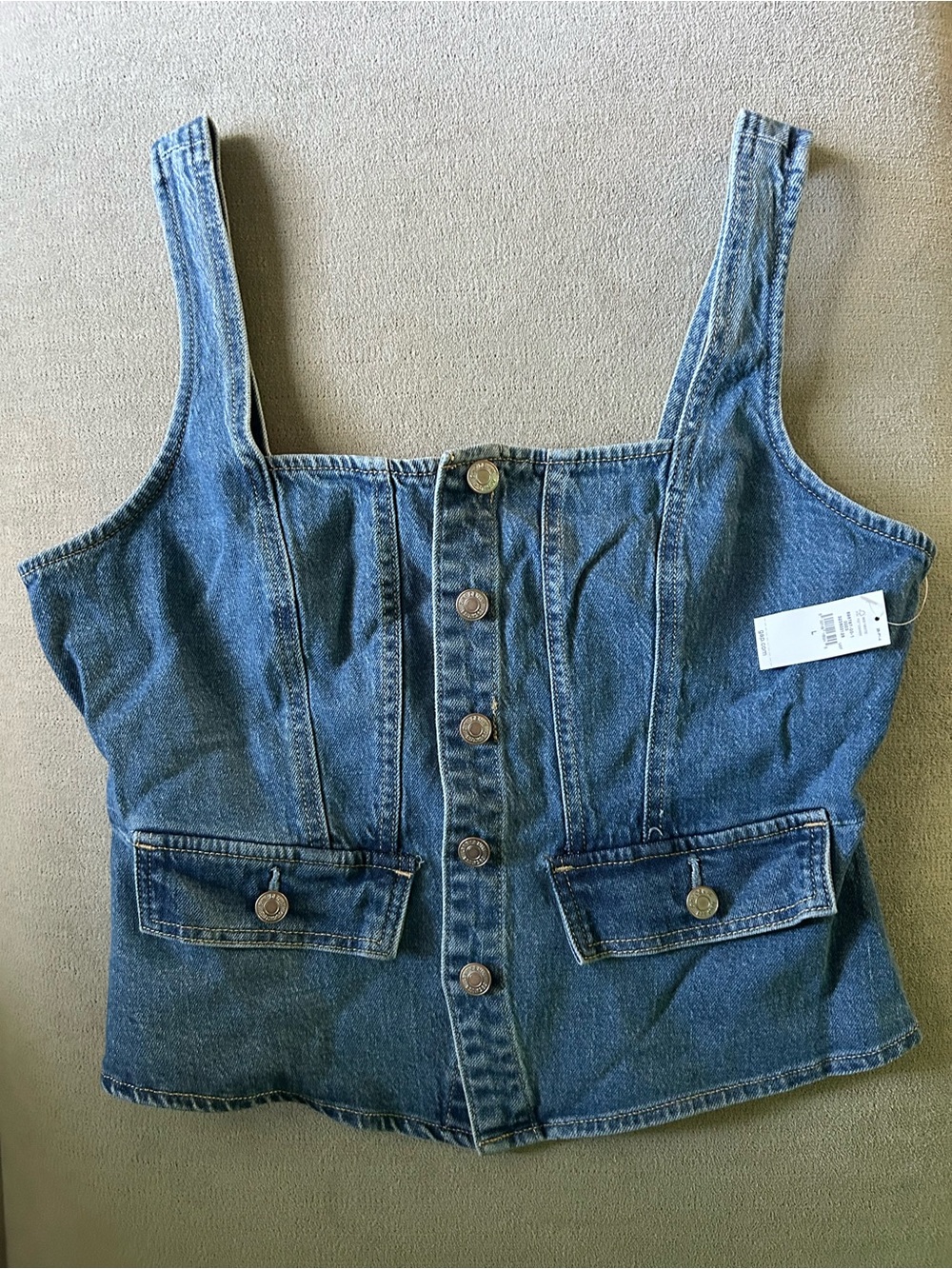 GAP Denim Button-Front Corset Tank - Blue